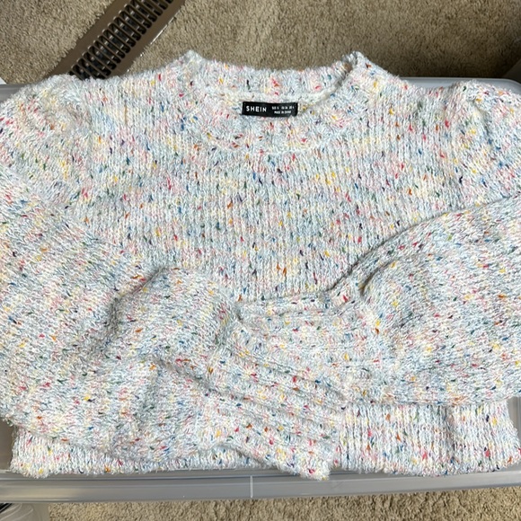 Extra soft, multicolored, puff sleeve sweater - Picture 2 of 2
